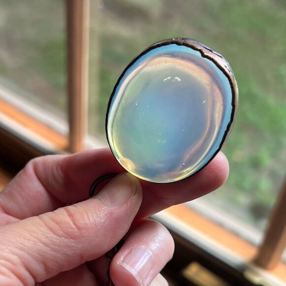 Spinning Opalite Scrying Amulet l Scrying Stone Jewelry by Query Eve - Picture 3 of 5